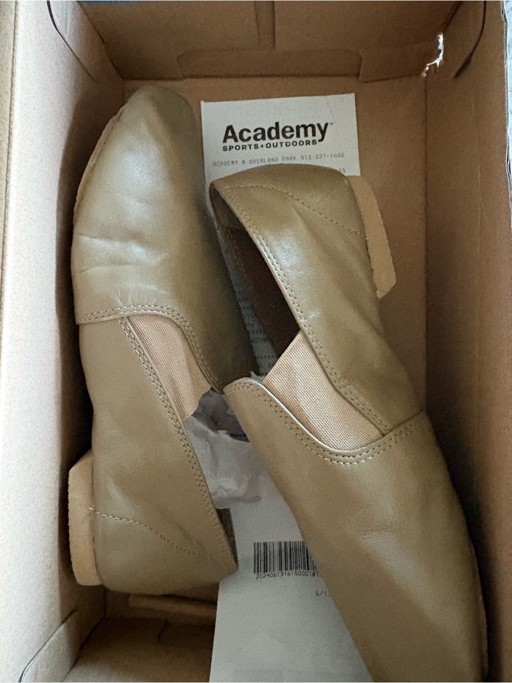 Dance Jazz shoes Women's Slip-On Leather Loafers in Tan